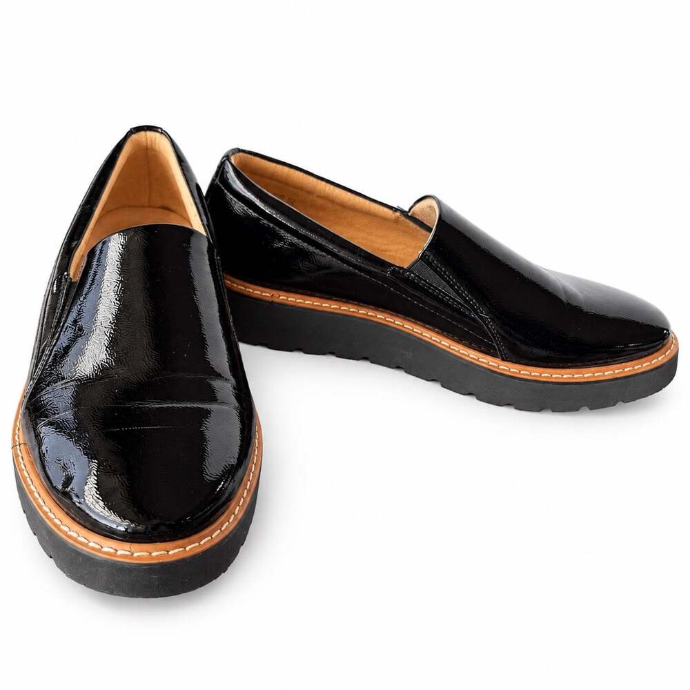 Naturalizer Cabaret Black Patent Faux Leather Lug Sole Platform Loafers Size 10M